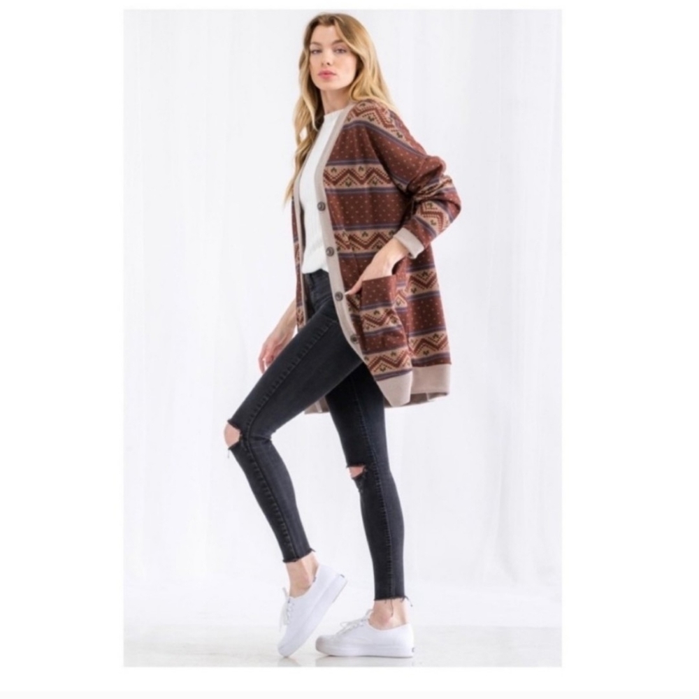 ✨WESTERN/AZTEC PRINT CARDIGAN-NEW - Picture 3 of 6